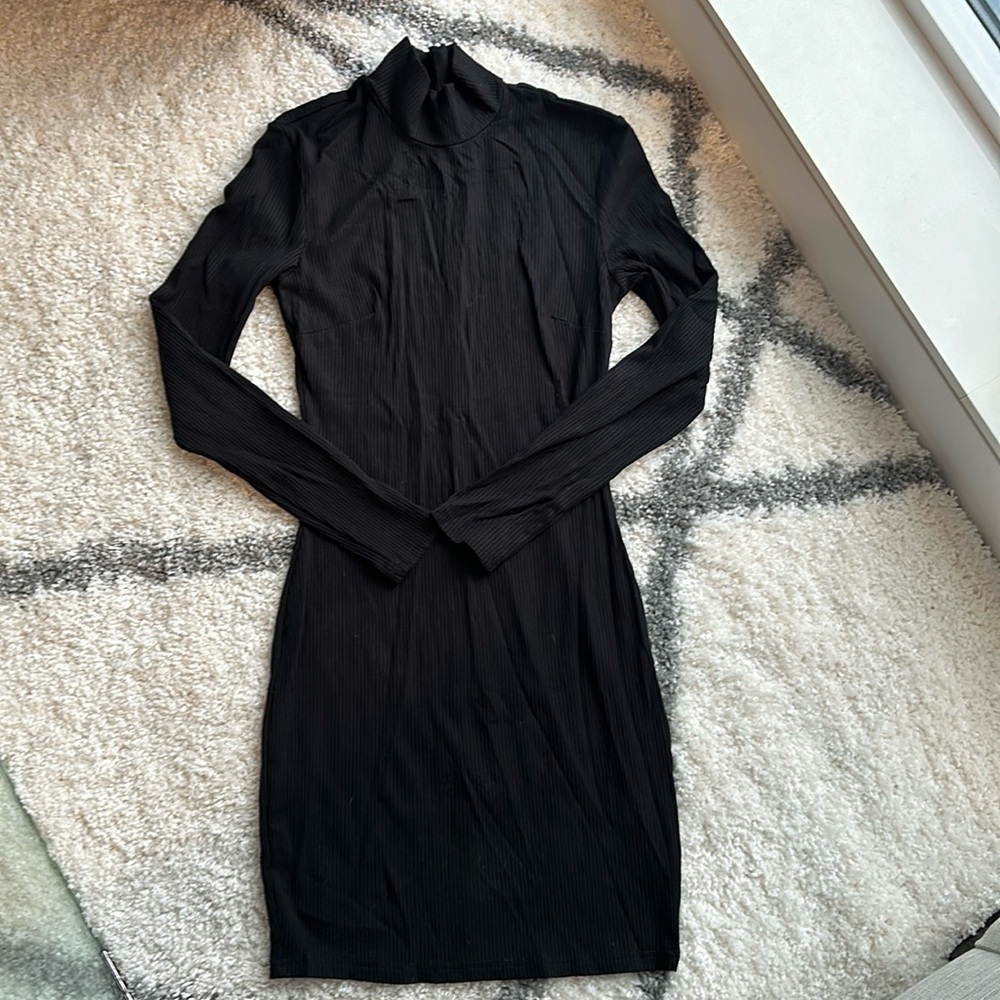 Dynamite mock neck long sleeve black dress